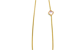 Corrente Trevo Rosa de Óculos Semijoia Folheada em Ouro Femi Hearts Corrente Trevo Rosa de Óculos Semijoia Folheada em Ouro Femi Hearts