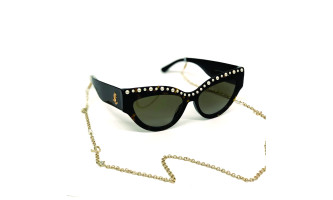 Óculos de Sol Jimmy Choo Black com Corrente Folheado SONJA 086HA Óculos de Sol Jimmy Choo Black com Corrente Folheado SONJA 086HA